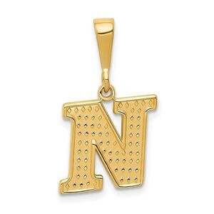 14k Yellow Gold, Ashley Collection, Textured Initial N Pendant